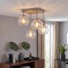 Modern Klot-taklampa Koyoto med 4 räfflade klarglasskärmar och sandfärgad metall
