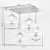 Modern klustertaklampa Koyoto med 4 räfflade glasskärmar i amber och klart glas
