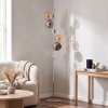 Modern Golvlampa Koyoto med sfärade glasskärmar i bärnsten, krom, rökfärg och klara