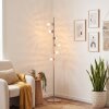 Modern klotgolvlampa Koyoto med sex klara räfflade glasskärmar med fotbrytare