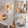 Modern 3-lågig vägglampa Gastor med klotformade glasskärmar i klart, amber och rök