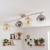 Modern Klot-taklampa Koyoto med fyra glasskärmar i rökfärg, amber och klar