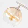 Modern Klot-taklampa Koyoto med fyra glasskärmar i rökfärg, amber och klar