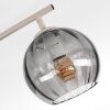 Modern taklampa Koyoto med fyra runda rökfärgade glasskärmar på böjd skena