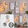 Globvägglampa Koyoto i 2-pack med tre räfflade glasskärmar i rökfärg och amber