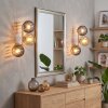 Globvägglampa Koyoto i 2-pack med tre räfflade glasskärmar i rökfärg och amber