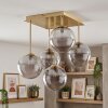Modern klot-taklampa Chehalis med fem rökfärgade skärmar i klusterarrangemang