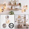 Modern vägglampa Koyoto i 2-delat set med tre runda skärmar i rökfärg, amber och klart glas