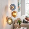 Modern vägglampa Koyoto med tre runda glasskärmar i blått, grönt och guld