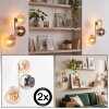 Modern vägglampa Koyoto i 2-pack med tre runda glasskärmar i krom, rök och amber
