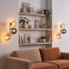 Modern vägglampa Koyoto i 2-pack med tre runda glasskärmar i krom, rök och amber