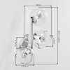 Modern vägglampa Ripoll med tre klara glaskupor, sandfärgat metallstativ