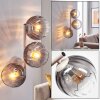 Modern vägglampa Koyoto med glassfärer, tre rökfärgade räfflade skärmar för soffan