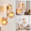 Modern klot-vägglampa Koyoto med tre amberfärgade räfflade glasskärmar