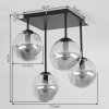 Modern kluster-taklampa Gastor med fyra rökfärgade glasskärmar för matbordet