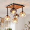 Cluster-taklampa Koyoto med fem glasskärmar i amber, rök och klart för matbord