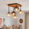 Cluster-taklampa Koyoto med fem glasskärmar i amber, rök och klart för matbord