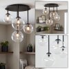Modern kluster-taklampa Chehalis med fyra klara klotformade glasskärmar