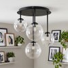 Modern kluster-taklampa Chehalis med fyra klara klotformade glasskärmar
