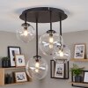 Modern kluster-taklampa Chehalis med fyra klara klotformade glasskärmar