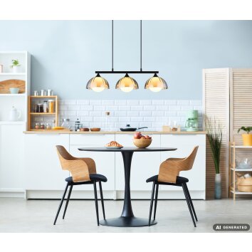 Nowa Eva hänglampa pendellampa G9 modern 3-armad 70 cm för matrum och kök