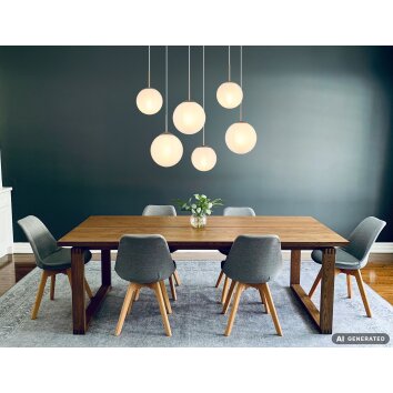 NOWA Kop modern pendellampa för matbord, kök och vardagsrum 6-lågig E27 93,5 cm