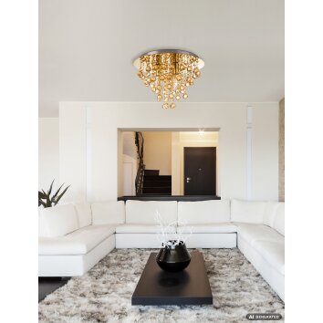 NOWA London vintage plafond, taklampa med hängande prismor 3-ljus Ø 38 cm E14 för hall