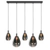 Steinhauer LED-pendellampa Glimsy, 5 rökglasskärmar, höjdjusterbar, 2700 Kelvin varmvit