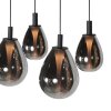 Steinhauer LED-pendellampa Glimsy, 5 rökglasskärmar, höjdjusterbar, 2700 Kelvin varmvit