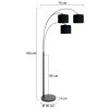 Steinhauer Sparkled Light klassisk 3-armad båglampa med tre skärmar 180 cm