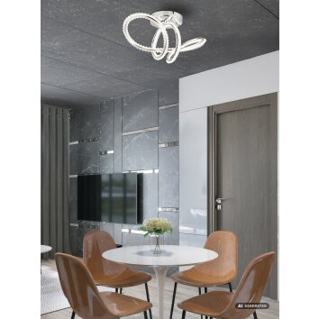 Globo Evangeline LED 4-ringstaklampa med fjärrkontroll i modern stil