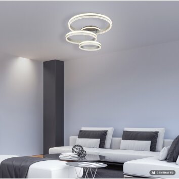 Globo Francine LED ringformad taklampa med fjärrkontroll, 3-ringad taklampa