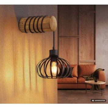 Globo Caldwell industriell vägglampa med gallerdesign E27 för hall och vardagsrum