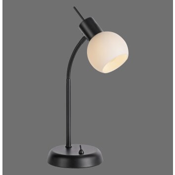 Leuchten Direkt bordslampa LOKI, justerbar arm, opalvit skärm, 3000 Kelvin varmvit