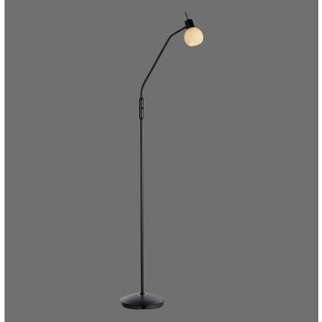 Leuchten Direkt justerbar golvlampa LOKI, böjd arm, opalvit skärm, 3000 Kelvin varmvitt