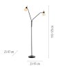 Leuchten Direkt golvlampa LOKI med 2 böjda, justerbara armar, 3000 Kelvin varmvit