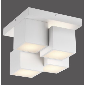 Leuchten Direkt LED-taklampa TETRIS i vitt med förskjutna kubformer, 3000 Kelvin varmvit