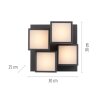 Leuchten Direkt LED-taklampa TETRIS med 4 kantiga ljusmoduler, 3000 Kelvin varmvit
