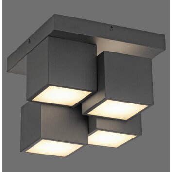 Leuchten Direkt LED-taklampa TETRIS med 4 kantiga ljusmoduler, 3000 Kelvin varmvit