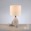 Leuchten Direkt Bordslampa TED, hundformad beige keramikfot, 3000 Kelvin varmvit