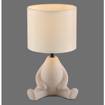 Leuchten Direkt Bordslampa TED, hundformad beige keramikfot, 3000 Kelvin varmvit