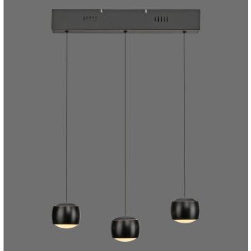 Leuchten Direkt LED-pendellampa BALLINI, svarta skärmar, justerbar, 3000 Kelvin varmvit
