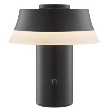 Brilliant LED-bordslampa Kinich med tvådelad konisk vit skärm, 2700 Kelvin varmvit