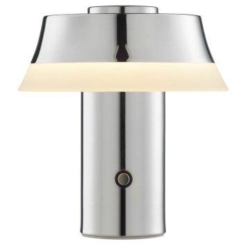 Brilliant modern LED-bordslampa Kinich med konisk vit skärm, dimbar, 2700 Kelvin varmvit