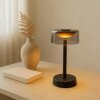 Brilliant LED-bordslampa Razor med cylindrisk svart glasskärm, 2700 Kelvin varmvit