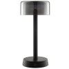 Brilliant LED-bordslampa Razor med cylindrisk svart glasskärm, 2700 Kelvin varmvit