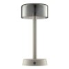 Brilliant Leuchten LED-bordslampa Razor med cylindrisk glasskärm i beige, modern form