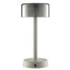 Brilliant Leuchten LED-bordslampa Razor med cylindrisk glasskärm i beige, modern form