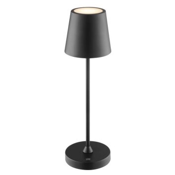 Brilliant LED-bordslampa Elora med modern konisk svart skärm, 2700 Kelvin varmvit