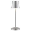 Brilliant LED-bordslampa Elora, konisk silverskärm, dimbar, 2700 Kelvin varmvit, IP44